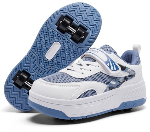 YINGCSM Schuhe mit Rollen für Jungen Mädchen, Kinder Rollschuhe, 2-in-1 Roller Schuhe Turnschuhe Skateboardschuhe