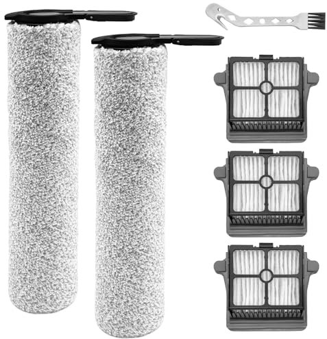 DianSung Spazzole Rullo + filtro per Tineco Floor One S7 Steam aspirapolvere per liquidi e asciutti Parti di ricambio, set di accessori 2 Rulli per spazzole + 3 Filtri + 1 Spazzola pulizia