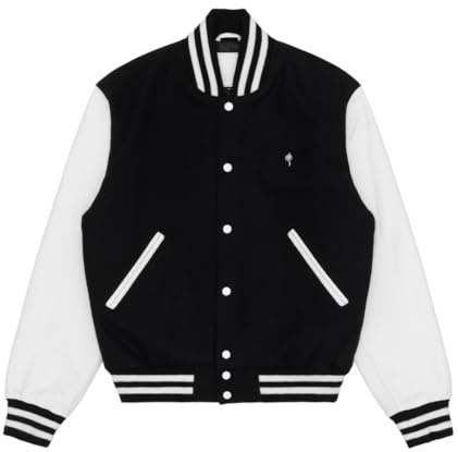 Palm Tree Crew Men's Icon Varsity Jacket, Black, L