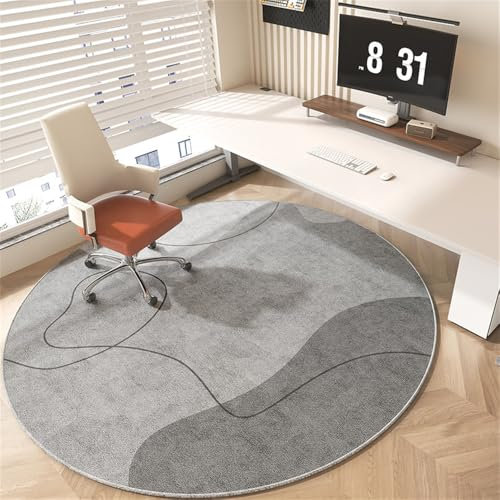 Odot Tappeto Sedia Ufficio Gaming Rotondo, Tappeto Salvapavimento Antiscivolo Protettore del Pavimento Tappetino per Sedia da Ufficio con Ruote per Parquet Pavimenti Duri (Grigio minimalista,120cm)