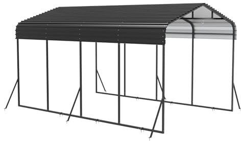 LILIIN Zeltgarage Robuste Metall Garage mit Satteldach, 600x370x260cm, Stabiles Große Carport, Wasserdicht UV-Schutz, für Auto, LKW, Boot