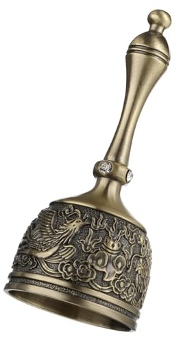 Hand Bell Brass Dinner Call Bells Loud Service Ringing Bell Tibetan Handbells for Meditation Seniors Bedside Musical Teaching Classroom