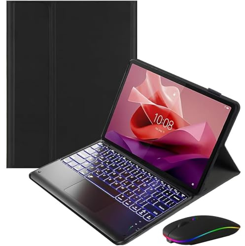 Keyboard Case for Lenovo Tab P12 12.7 Inch 2023,7 Color Backlit, Detachable Keyboard with Touchkpad, Dual Mode Mouse