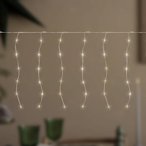 ECD Germany LED Lichtervorhang 6m, 240 LEDs Warmweiß, Timer, 19 Modi, Weihnachtsdeko Innen/Außen, 40 Stränge, LED Lichterketten Vorhang mit Fernbedienung, Weihnachten Fenster Lichterkettenvorhang