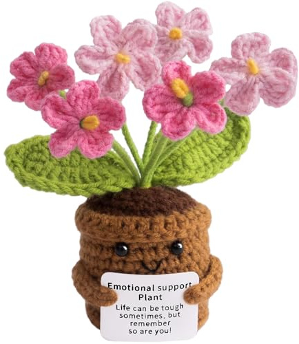 deegbbyi Flores de Punto, Flores de Ganchillo Tejidas a Mano de Lana, Plantas de Ganchillo Forget-Me-Not Flowers, Arreglos Florales en Maceta, para Dormitorio, Balcón, Oficina, Decoración Coche
