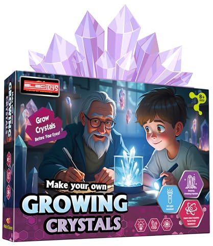 Growing Crystals Science Kit for Kids UV Light Hands-On Educational STEM Activity Set Learn How Crystals Form Interactive Crystal Growing Experiment Fun for Children Ideal Science Gift