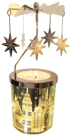 Kingnero Duftkerze mit Karussell, Lavendel Duft, Rotierender Kerzenhalter, Geschenk für Mama Ehefrau Geburtstag Valentinstag Jahrestag (Polaris)