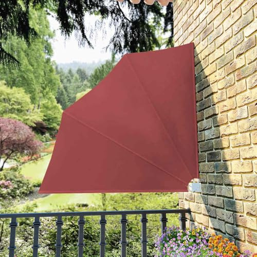 Nqyjm Abanico plegable para balcón, color rojo terracota, 140 x 140 cm, protección contra el viento, toldo lateral, protección visual, toldo para balcón, terraza, jardín