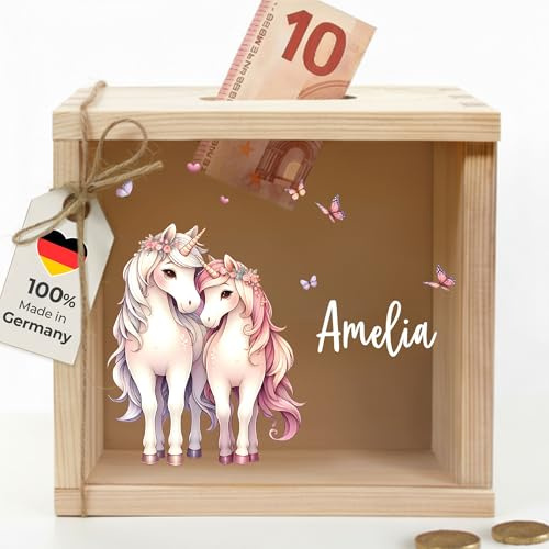 Little-Deco Spardose, Geldkassette, Sparbox, Geld sparen, 15x15cm | Sparschwein Kinder, personalisierte Geschenke Kinder, personalisierte Spardose, Holzspardose, Geschenk zur Geburt