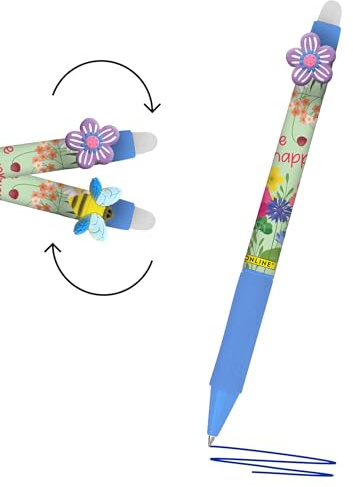 Online magiXX Spin Blume I Gelschreiber blau radierbar mit 0,7mm Strichstärke I Tintenroller zum Schreibenlernen, Büro I kompatibel mit Frixion Mine I Radierbarer Kugelschreiber mit drehbarem Clip