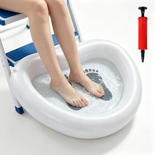 MAIGIEE Lavandino gonfiabile con pompa a palloncino, piscina gonfiabile | lavabo perpiscina, vasca per pulizia piedi, per la cura dei piedi e pediluvio, ideale per campeggio, 88 x 65 cm