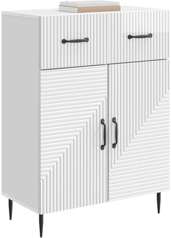 vidaXL Sideboard Hochglanz Weiß 66 x 34,5 x 89,5 cm Holzwerkstoff, Elegante Vintage-Kommode, viel Stauraum, rechteckiges Design, vielseitig für Deine Einrichtung, Ordnung im Zuhause