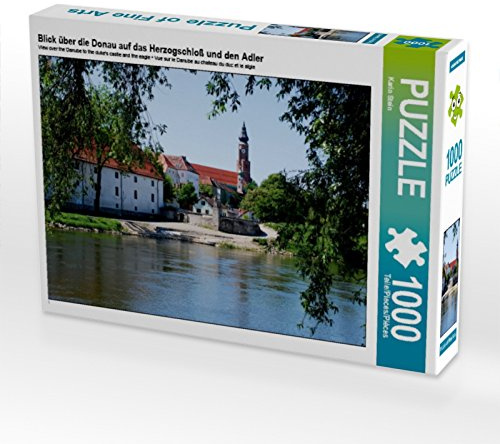 CALVENDO Puzzle Blick über die Donau auf das Herzogschloß und den Adler | 1000 Teile Lege-Größe 64 x 48 cm Foto-Puzzle für glückliche Stunden