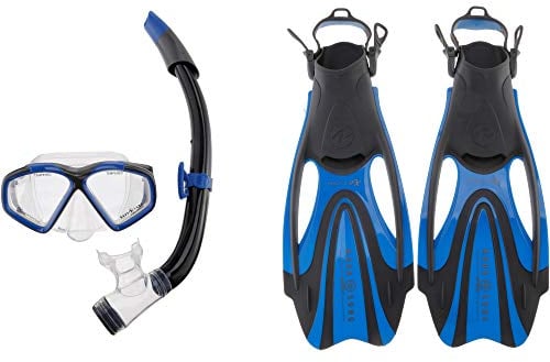 Aquasphere Hawkeye Set bestehend aus Maske, Schnorchel und Flosse, Blau/Dunkelgrau, L