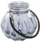 Glas Windlicht Silber metallic 25 x 26 cm mit Tau für Vintage Look | zum Aufhängen oder Hinstellen für innen und außen geeignet