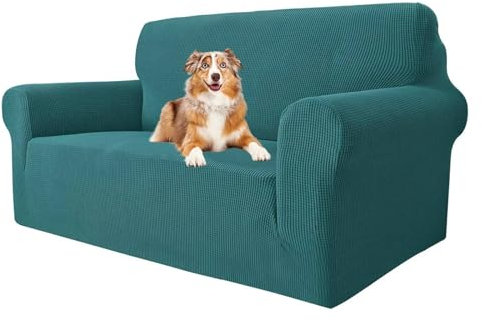 MAXIJIN Copridivano super elasticizzato per divano a 2 posti, coprisedili 1 pezzo Coprisedili jacquard Copridivano per cani Pet Friendly Fodera per divanetto aderente (2 posto, Verde Nerastro)