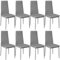 tectake® 8X eleganter ergonomischer Stuhl mit hoher Rückenlehne, 45 x 48 x 98,5 cm, Esszimmerstühle, Küchenstühle, Stühle für Esstisch, Esszimmer, Dining Table, Vorzimmer Möbel Set gepolstert - grau