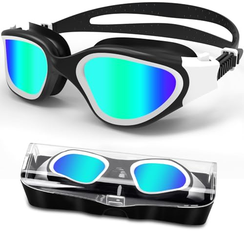 HotSrace Gafas de natación polarizadas/no polarizadas, antiempañamiento UV a prueba de fugas silicona suave visión clara fáciles de ajustar para adultos y adolescentes