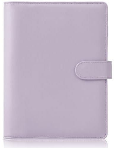 HAUTOCO A5 Binder, 6 Loch A5 Ringbuch Abdeckung, Ringbuch A5 Nachfüllbar Budget Binder, PU Leder Notizbuch A5 Ringbuch Planer Organizer Binder für Büro Schule (ohne Innenpapier), Lila