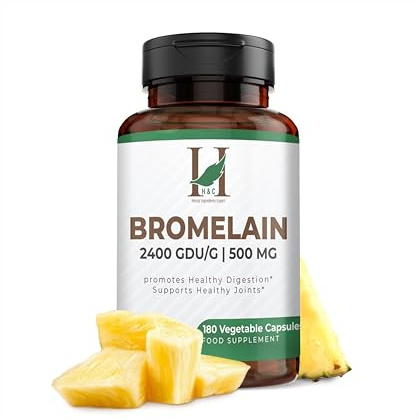 H&C Bromelain Veg. Capsules 500 mg (2400 GDU/g) - 180 Capsules from Pineapple Extract