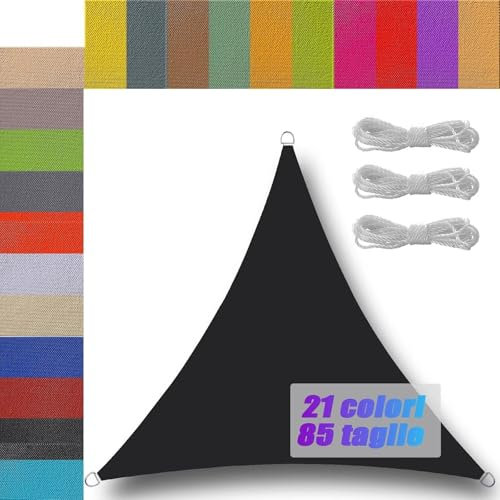 tenda vela Triangolare Impermeabile 4x4x4m Varie Dimensioni Protezione Antivento 98% Anti UV tenda ombreggiante da giardino esterno balcone patio feste balconi Nero