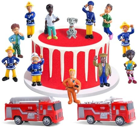 Feuerwehrmann Cake Topper, Feuerwehr Kuchendeko, Feuerwehrmann Tortendeko Figuren, Feuerwehr Kuchen Topper, Feuerwehr Deko Geburtstag, für Kinder Geburtstag torten deko Zubehör