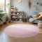 SIMPEX Teppich Wohnzimmer Schlafzimmer Esszimmer Läufer Flur Flauschiger Teppich Waschbar rutschfest Soft Weich Carpet Kurzflor Größen, Rosa, 200 cm Rund
