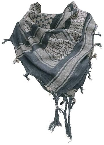 Großer Shemagh-Schal, arabischer Militär, taktischer Wüstenschal, Pali-Tuch 110 x 110 cm, 100% Baumwolle, für Männer und Frauen (blaugrau/beige)