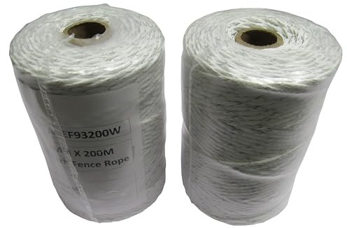 Electric Fence Poly Rope 3MM x 200M Reel x2 (White Polywire Fencing Horse Paddock)