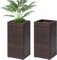 Taylor & Brown 2 Pack Tall Cubic Rattan Wicker Planters with Removable Liner Large Indoor Outdoor Planter Flower Plant Pots Garden Patio Front Porch 61cm (H) x 30.5cm (W) x 30.5cm (D) (Brown)