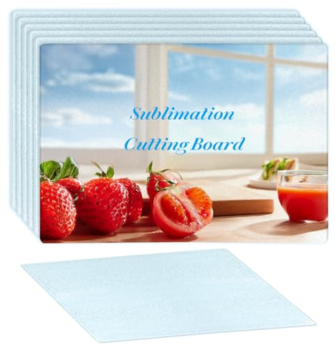 6 Pcs Sublimation Cutting Board Blanks, Textured Tempered Glass Cutting Boards For Kitchen, Anti Slip Chopping Board For Countertop Heat Press Machine Personalized Home Decoration