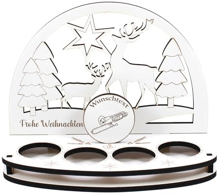 Dekolando Deko Schwibbogen Teelichthalter Posaune Personalisiert Weihnachten Weihnachtsdekoration Adventskranz Lichterbogen Kerzenbogen Schmuckbogen Adventslicht