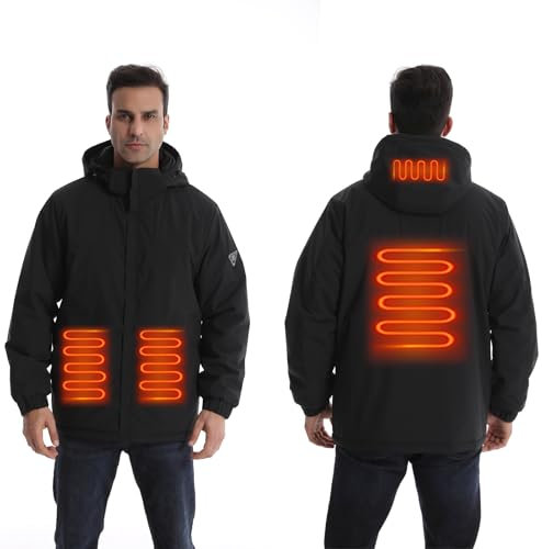 Monave Heated Jacket Men Heated Coat Heated Body Warmer 4 Large Area Graphene Heating Pad Package Don’t Include Power Bank