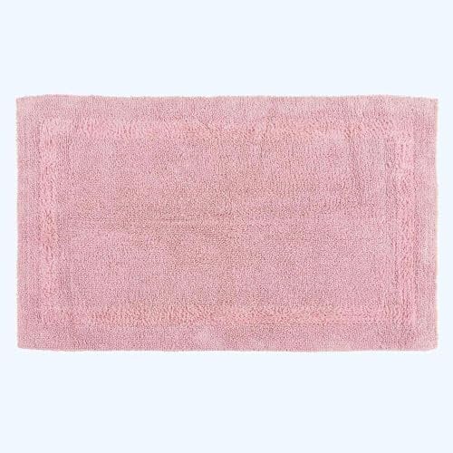 Homescapes Großer Badvorleger rosa, XXL Badematte 70x120 cm, Baumwoll-Badteppich Premium mit Wende-Design