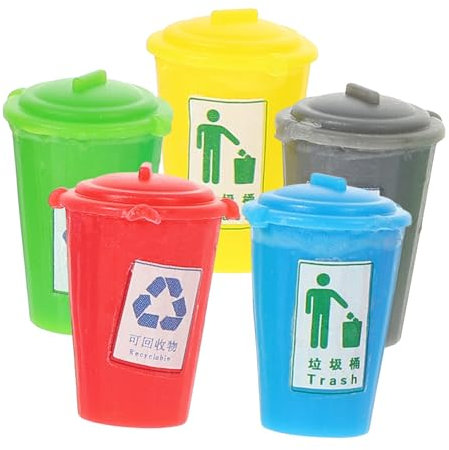 ORFOFE 5st Mini-mülleimer Stifthalter Für Mülleimer Sandtisch Mülleimer Miniatur-mülleimer Puppenhauszubehör Spiel Zum Sortieren Von Müll Sandkasten-miniaturen Heimdekoration Puzzle Abs