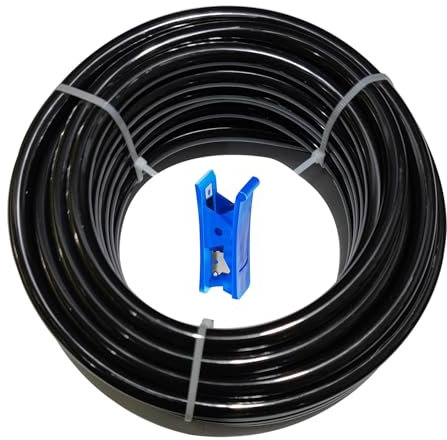 HUAZIZ 20 meter Tubo per Aria Poliuretano Black, (8mm OD, 5mm ID) Aria Pneumatica PU tubo, Flessibile aria Kit +1 pezzo Tagliatubi