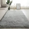 Swsen Tapis de salon, super doux, rectangulaire, shaggy, moelleux, dessous antidérapant, moderne, lavable, à poils longs, 120 x 180 cm, gris argenté