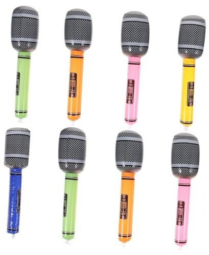 BESTonZON 8pcs Inflatable Microphone Props Fake Microphones for Boys and Girls Karaoke Party Supply Funny Inflatable Toys Instruments Party Props