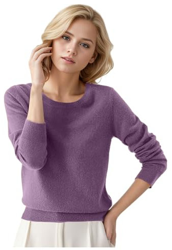 Generisch 2025 - Pull Col Rond Femme Couleur Unie Manches Longues Pull Col Roulé Velours, lilas, XL