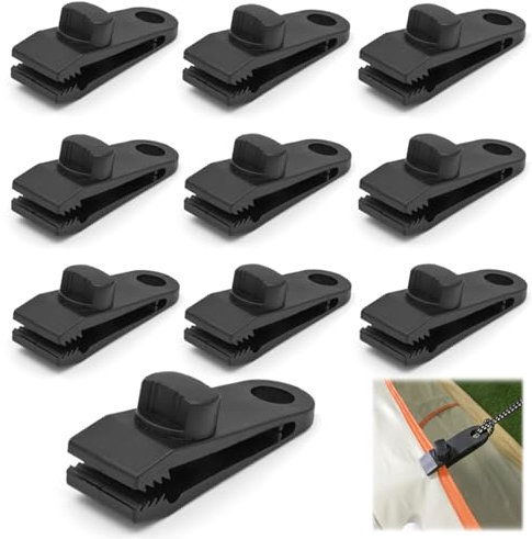 10 Stück Tarp Clip Clamp, 80×26mm Planenclips, Zeltklammern Einstellbar, Tarp Clips Heavy Duty, Hochleistungs-Plane Clips Set, für Plane Zelt, Abdeckungen, Markisen, Banner, Gartenarbeit, Schwarz