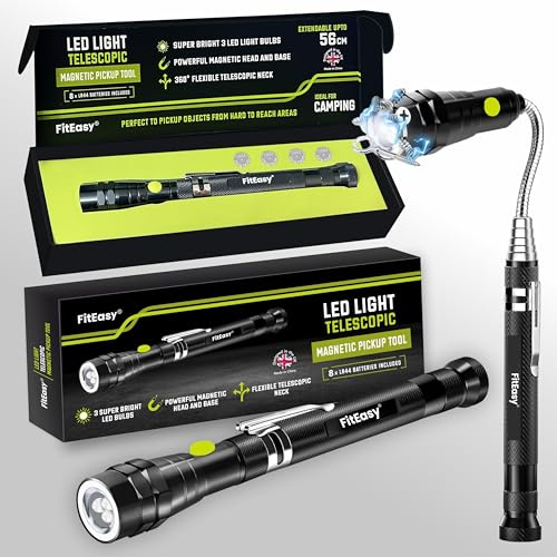 Birthday Gifts for Men, Gadgets for Men, Gifts for Him/Dad/Grandad, Stocking Fillers for Men, Christmas Gifts for Men, LED Telescopic Magnetic Pick up Tool Extendable Pick-up Stick with Magnets