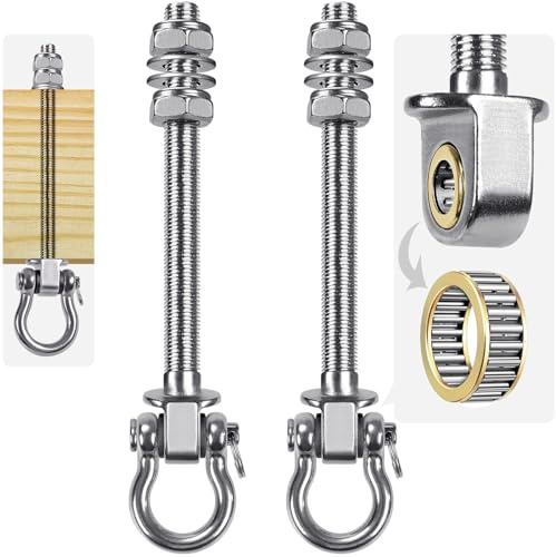 Dolibest Schaukelhaken Holzbalken 225mm Edelstahl Hängematte Deckenanker/2 | 15cm Stahlträger,Hängesessel Aufhängung Yoga Turnringe Kletterringe Befestigung Boxsackhalterung,M10,680kg,Kugellager