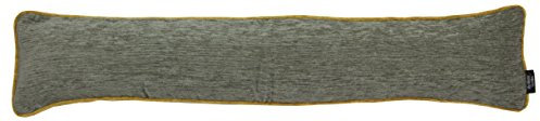 McAlister Textiles Alston Chenille | Schlichter zweifarbiger Zugluftstopper mit Füllung 18cm x 90cm in Grau mit Ockergelb | Deko Windstopper für Fenster, Türen