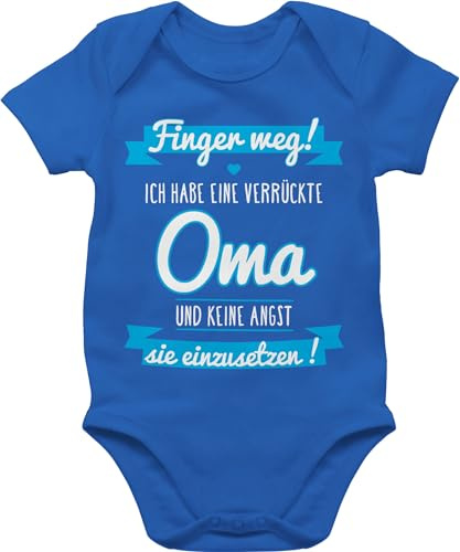 Shirtracer Baby Body Junge Mädchen - Sprüche - Ich habe eine verrückte Oma blau - 6/12 Monate - Royalblau - babykleidung finger weg babymode witzig spruch omi bodys babybody mit sprüchen spruche omas