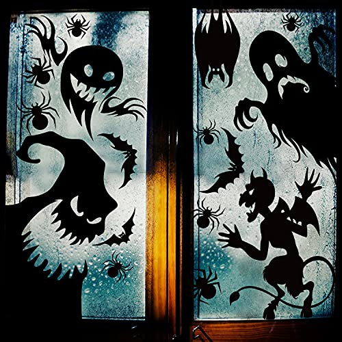 CCINEE Halloween-Fensteraufkleber, riesiges gruseliges Monster-Silhouette, Fensteraufkleber für Halloween-Party-Dekoration, 4 Blatt
