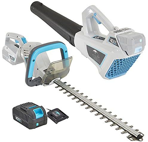 swift 40V Cordless Hedge Trimmer 450mm Blade Length & 40V Cordless Leaf Blower Twin Pack with Battery and Charger