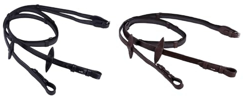 NETPROSHOP Anti-Rutsch Zügel mit Gummierung und Lederstegen für Shetty/Pony ca. 2,2 m lang schwarz, Groesse:Mini Shetty, Farbe:Schwarz