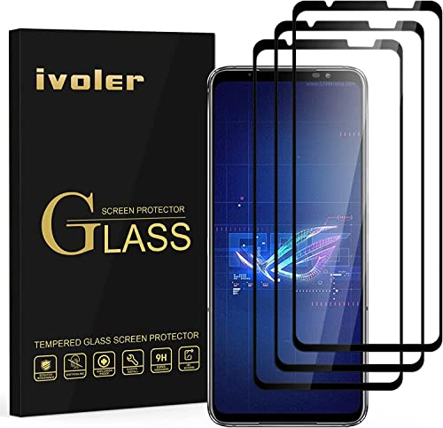 ivoler 3 Stück Schutzfolie für Asus ROG Phone 6/6 Pro / 6D / 6D Ultimate, [Volle Bedeckung] Panzerfolie, 11H Härte, Anti-Kratzen, Anti-Bläschen, Hülle freundlich, Kritall-Klar