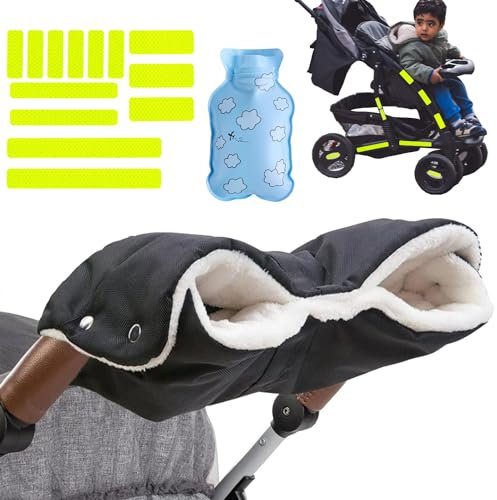 Kinderwagen Handwärmer, Handwärmer Kinderwagen Handmuff mit Fleece Innenseite, Kinderwagenmuff Atmungsaktiv Wasserfest Winddicht, Universalgröße für Kinderwagen Buggy