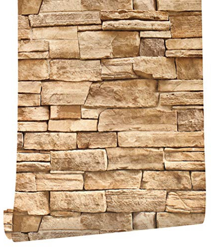 myforHD Selbstklebend Tapete Wandpapier Ziegel Selbstklebende Wandaufkleber 44cmX1000cm Vintage Backstein Stein tapeten Wasserdicht für Küche Schlafzimmer Wohnzimmer Wand